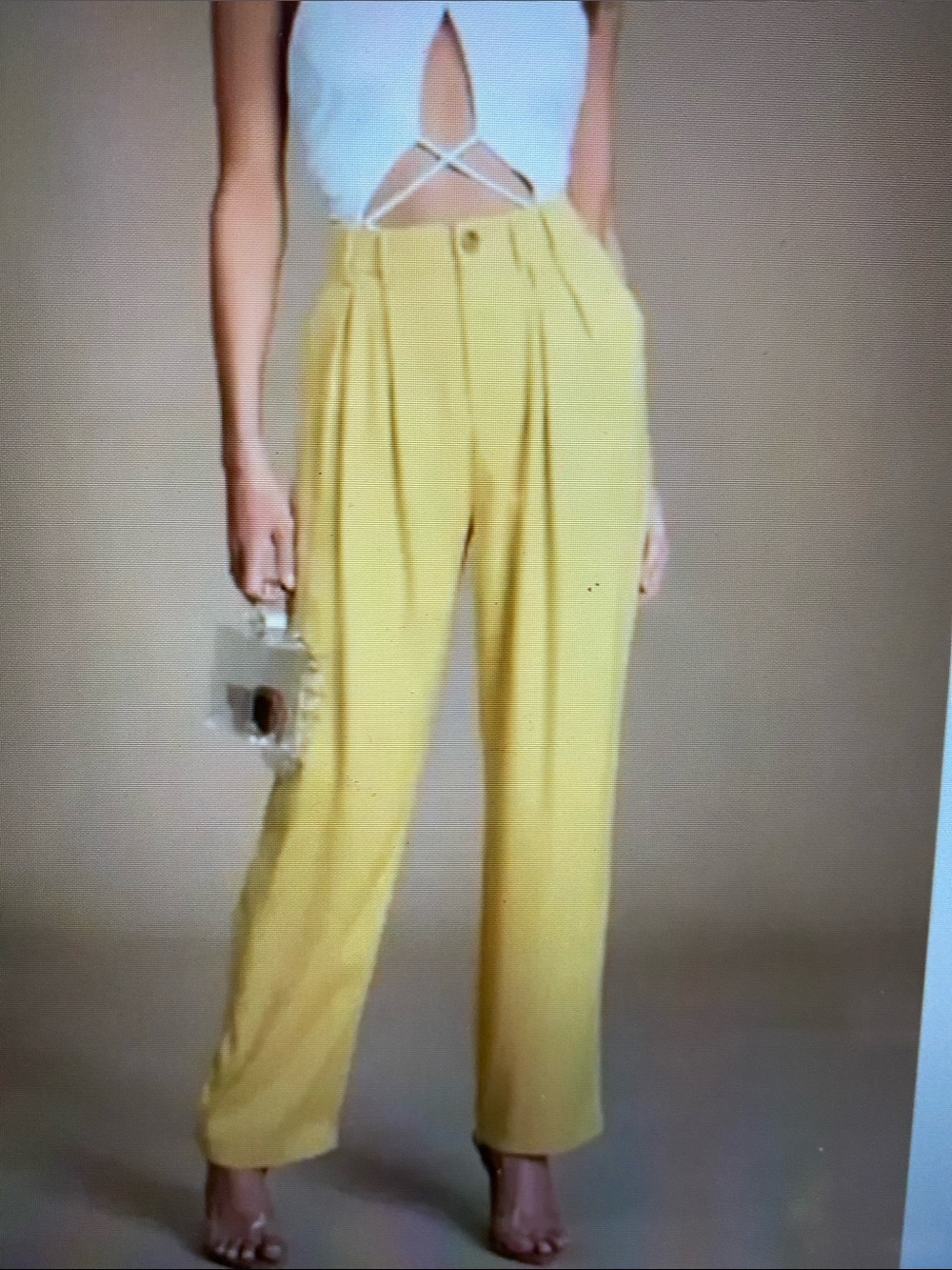 Lulu’s Sophisticated Take Yellow High Waisted Pleated Trousers Pants Size XS